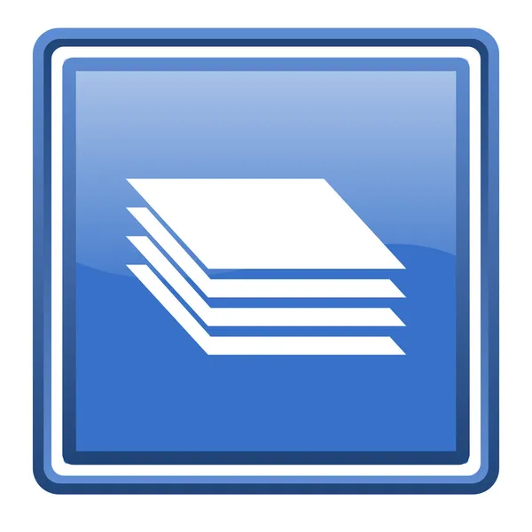 Layers blue glossy square web icon isolated — Stok fotoğraf