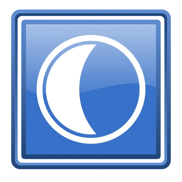 Lua azul brilhante quadrado web ícone isolado — Fotografia de Stock