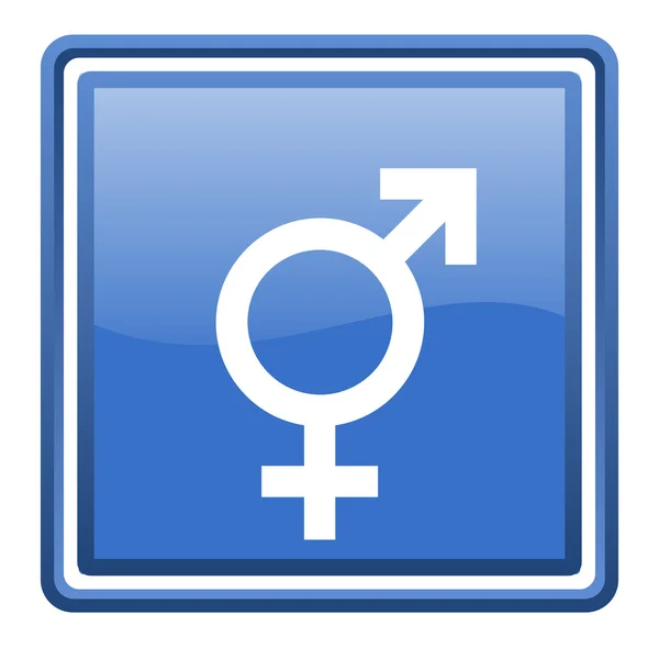 Sesso blu lucido quadrato web icona isolato — Foto Stock