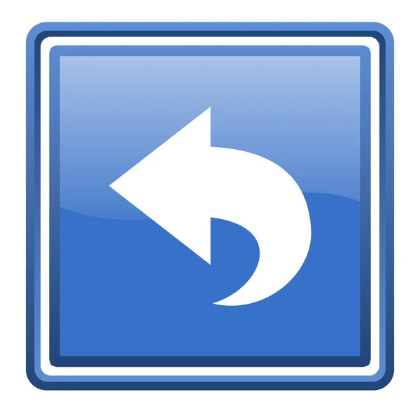 Geri parlak kare web simgesi izole mavi — Stok fotoğraf