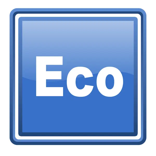 Eco μπλε γυαλιστερό τετραγωνικά web εικονίδιο απομονωθεί — Φωτογραφία Αρχείου
