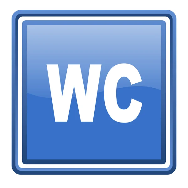 分離された wc 青い光沢のある正方形ウェブ アイコン — ストック写真