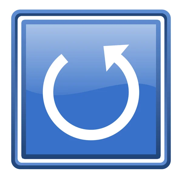 Ikony WWW błyszczący kwadrat na białym tle niebieski obracać — Zdjęcie stockowe