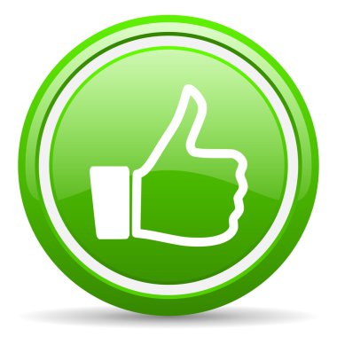 thumb up green glossy icon on white background clipart