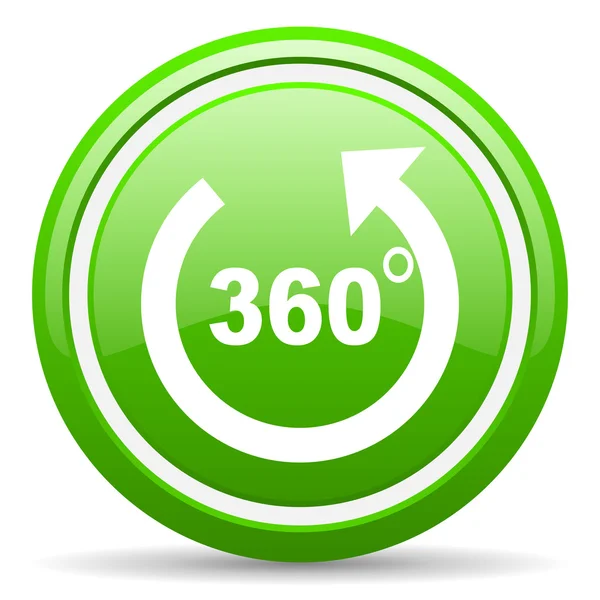 360 degrees panorama green glossy icon on white background — Stock Photo, Image