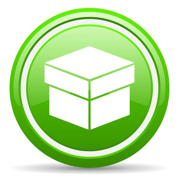 Box gröna glänsande ikonen på vit bakgrund — Stockfoto