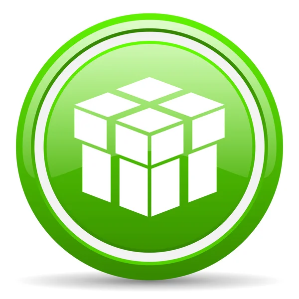 Box green glossy icon on white background — Stock Photo, Image