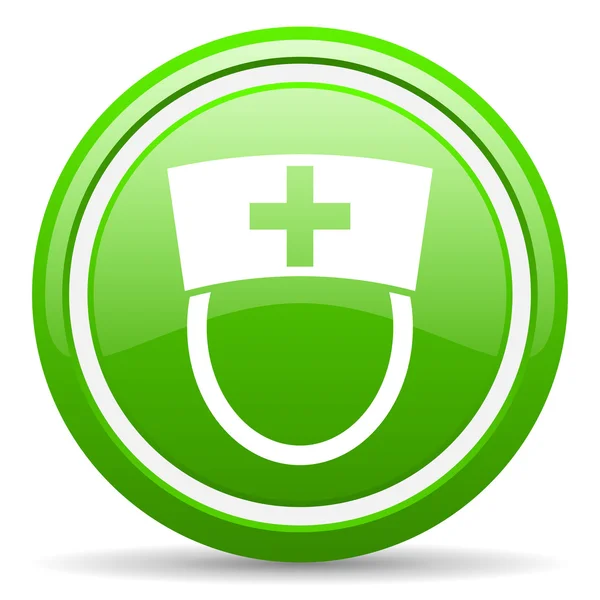 Infermiera icona verde lucido su sfondo bianco — Foto Stock