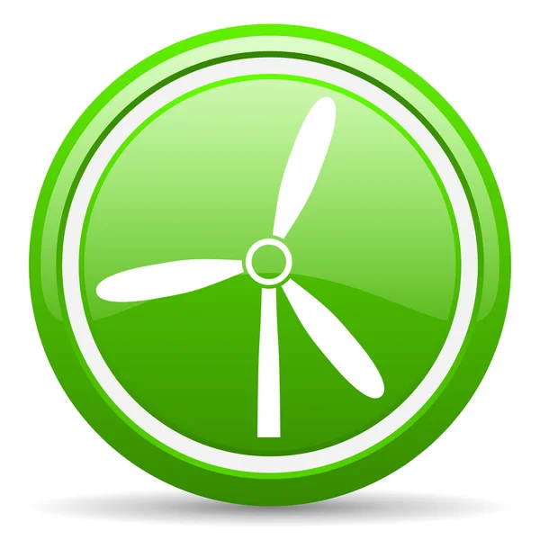 Windmill green glossy icon on white background — Stock Photo, Image