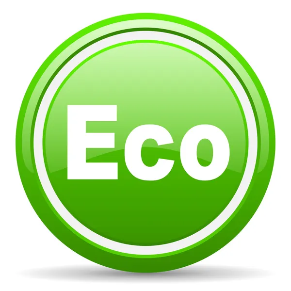 Eco groene glanzende pictogram op witte achtergrond — Stockfoto
