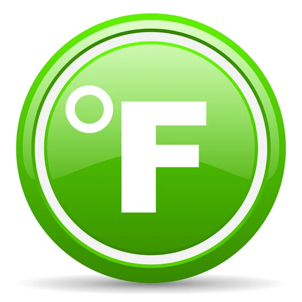 Fahrenheit green glossy icon on white background — Stock Photo, Image