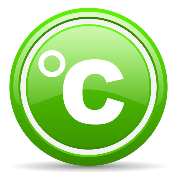 Celsius verde icono brillante sobre fondo blanco —  Fotos de Stock