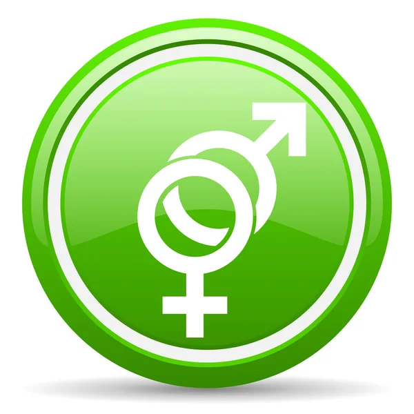 Sesso verde icona lucida su sfondo bianco — Foto Stock