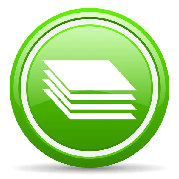 Lagen groene glanzende pictogram op witte achtergrond — Stockfoto