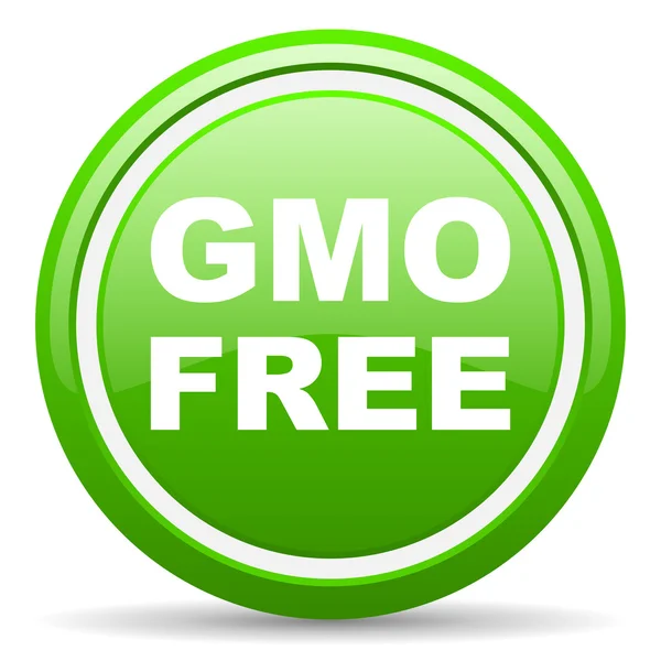 Gmo free grün glänzend Symbol auf weißem Hintergrund — Stockfoto