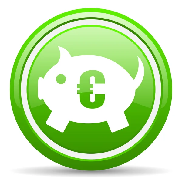 Piggy bank groene glanzende pictogram op witte achtergrond — Stockfoto