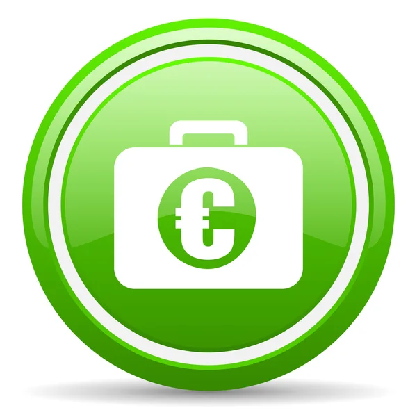 Ícone brilhante verde financeiro no fundo branco — Fotografia de Stock