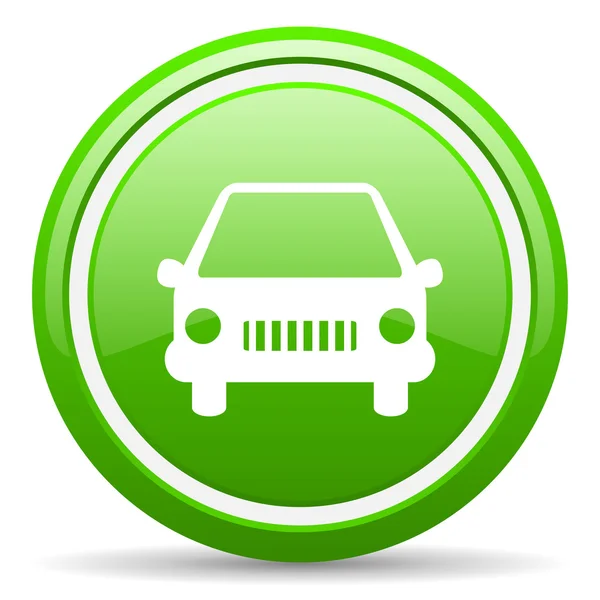 Carro ícone brilhante verde no fundo branco — Fotografia de Stock