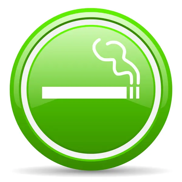 Rauchendes grünes Hochglanz-Symbol auf weißem Hintergrund — Stockfoto