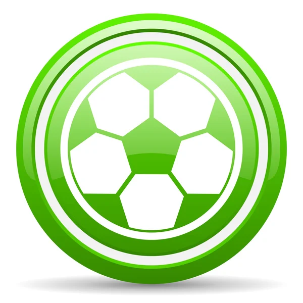 Soccer icône brillante verte sur fond blanc — Photo