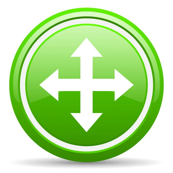 Mover flecha verde icono brillante sobre fondo blanco — Foto de Stock