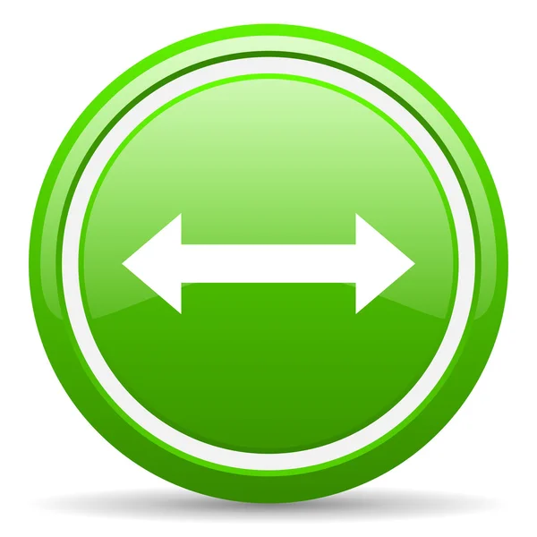 Mover seta ícone brilhante verde no fundo branco — Fotografia de Stock