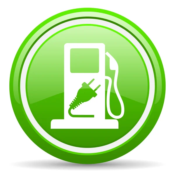 Fuel green glossy icon on white background — Stock Photo, Image