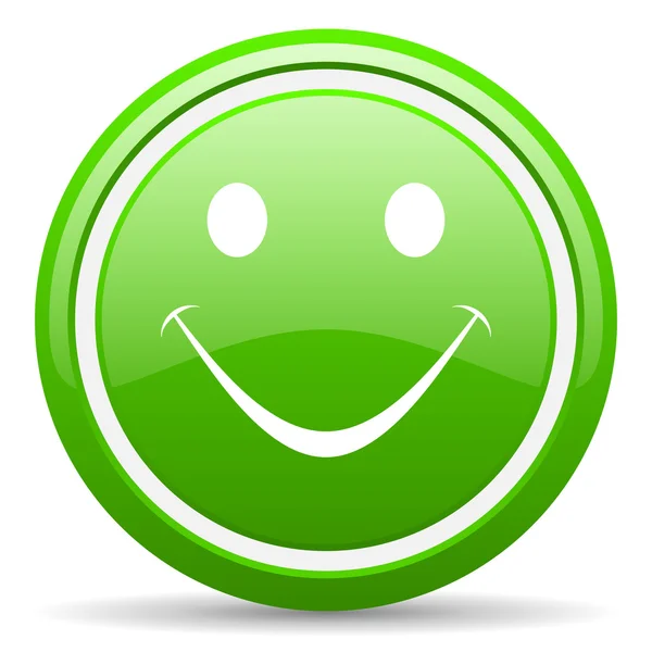Smile green glossy icon on white background — Stock Photo, Image