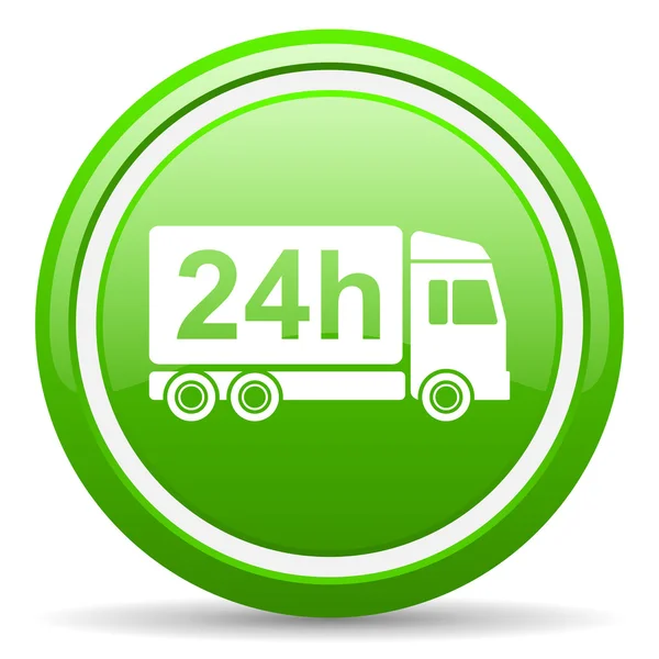 Delivery 24h green glossy icon on white background — Stock Photo, Image