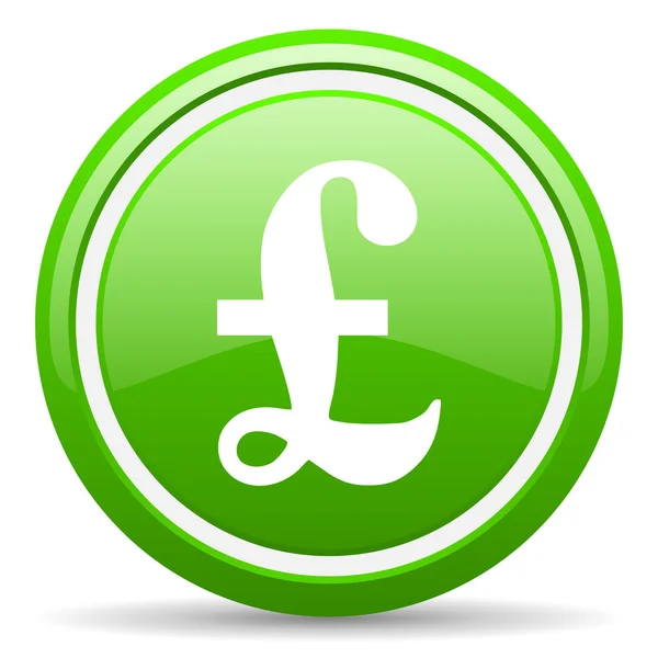 Pound green glossy icon on white background — Stock Photo, Image
