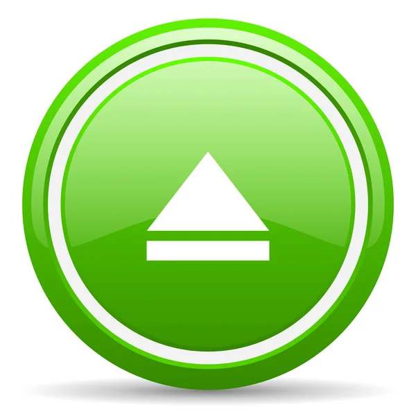 Espulsione icona verde lucido su sfondo bianco — Foto Stock