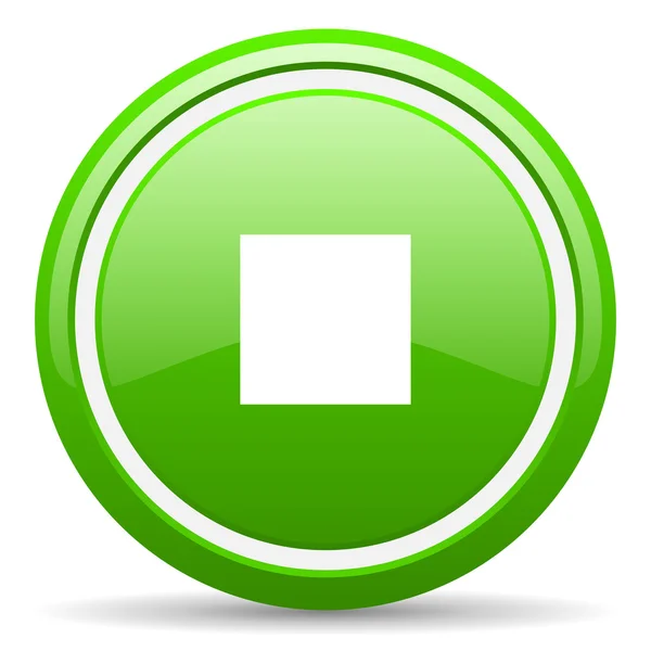 Stop green glossy icon on white background — Stock Photo, Image