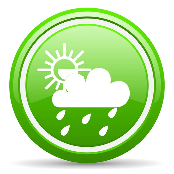 Previsão meteorológica ícone brilhante verde no fundo branco — Fotografia de Stock