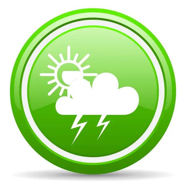 Időjárás előrejelzés fehér alapon zöld fényes ikon — Stock Fotó
