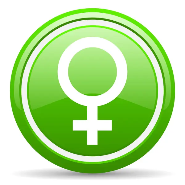 白い背景の上のセックス緑の光沢のあるアイコン — ストック写真