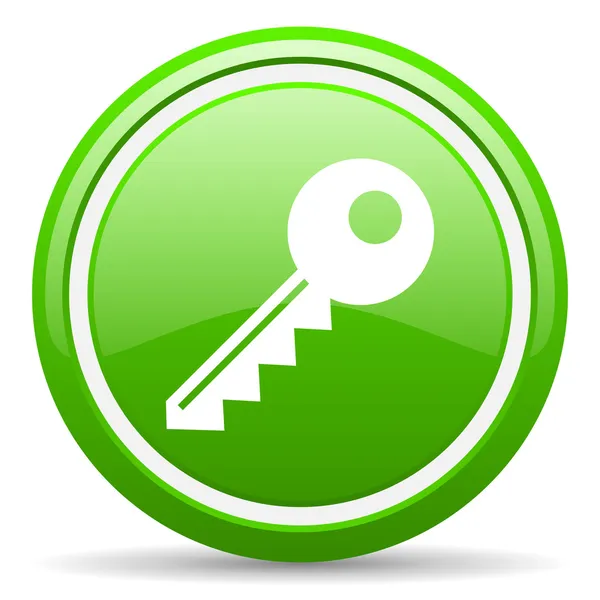 Sleutel groene glanzende icoon op witte achtergrond — Stockfoto