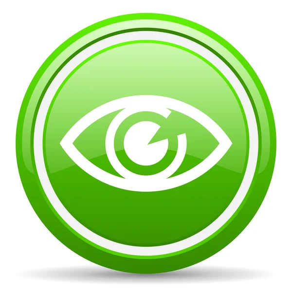 Eye green glossy icon on white background — Stock Photo, Image