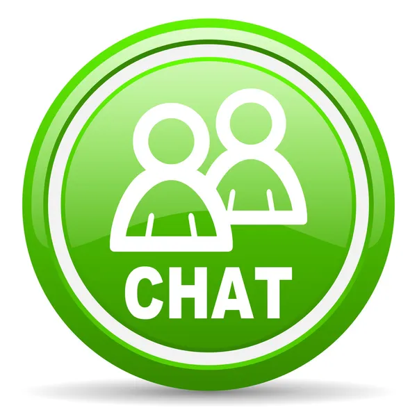 Chat green glossy icon on white background — Stock Photo, Image