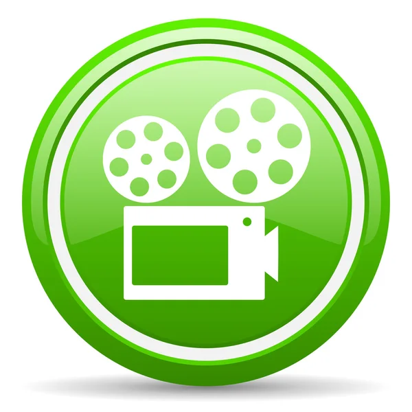 Cinema green glossy icon on white background — Stock Photo, Image