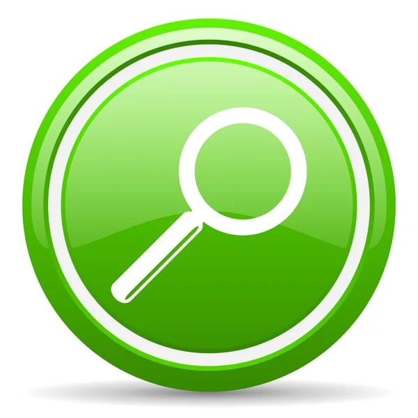 Search green glossy icon on white background — Stock Photo, Image