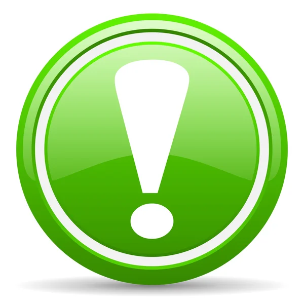 Sinal de exclamação ícone brilhante verde no fundo branco — Fotografia de Stock