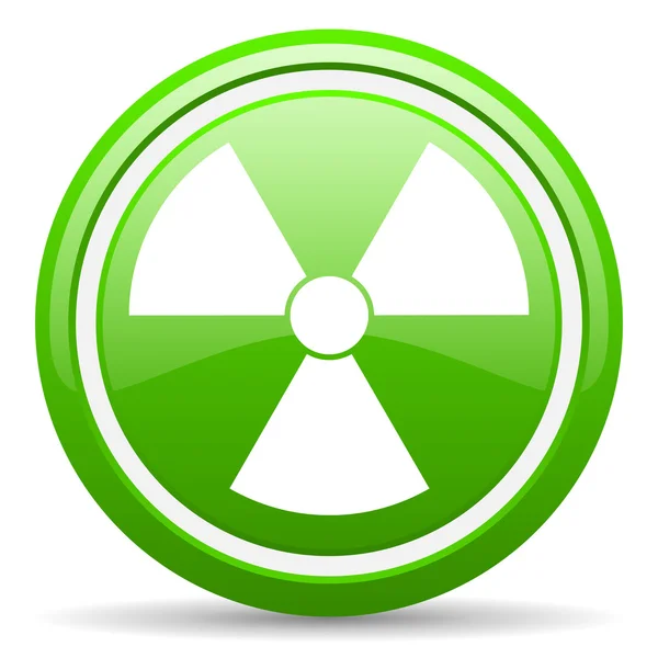 Radiação ícone brilhante verde no fundo branco — Fotografia de Stock