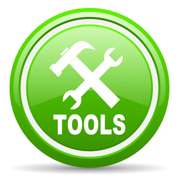 Tools green glossy icon on white background — Stock Photo, Image