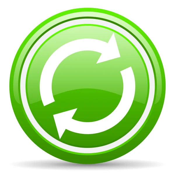 Recarregar ícone brilhante verde no fundo branco — Fotografia de Stock