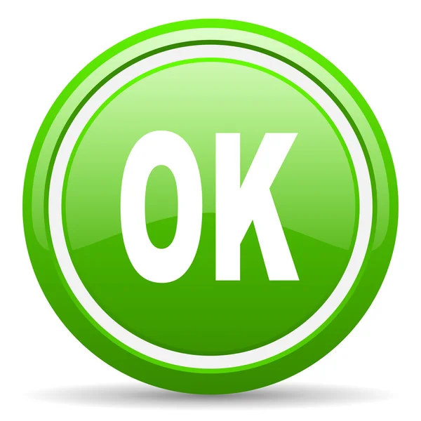 Ok green glossy icon on white background — Stock Photo, Image