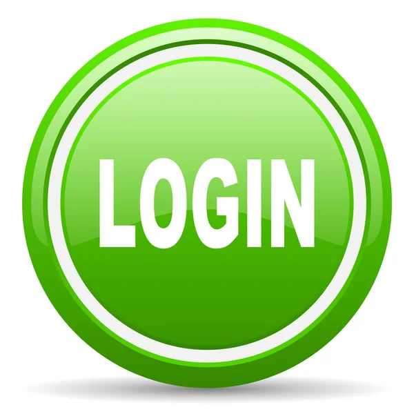 Login green glossy icon on white background — Stock Photo, Image