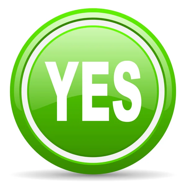 Yes green glossy icon on white background — Stock Photo, Image