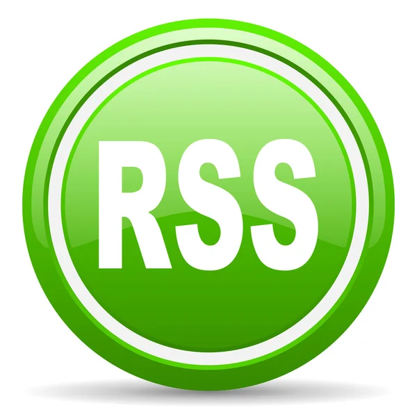 Rss green glossy icon on white background — Stock Photo, Image