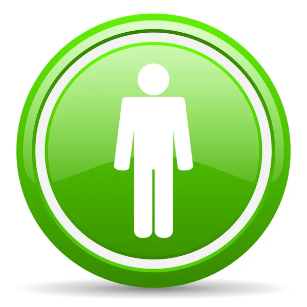 Man groene glanzende pictogram op witte achtergrond — Stockfoto