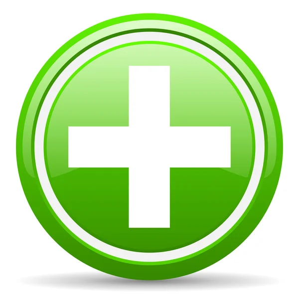 Notfall grünes Hochglanz-Symbol auf weißem Hintergrund — Stockfoto